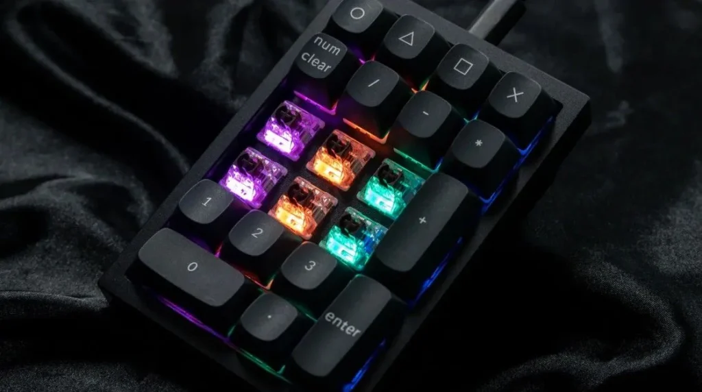 RGB mechanical keyboard with north facing switches and illuminated keycaps