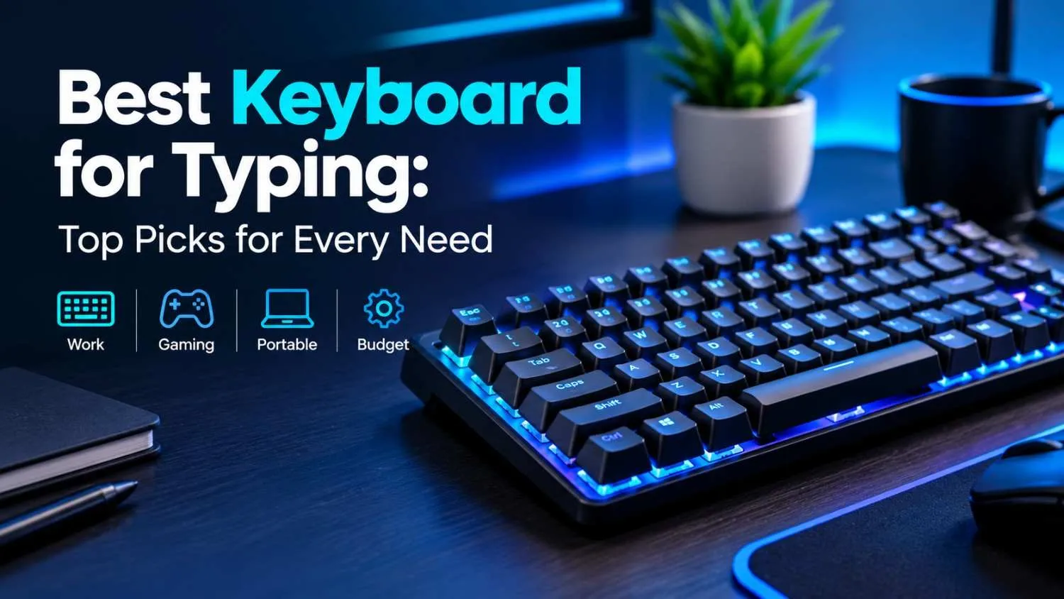 Best keyboard for typing with blue RGB lighting on a desk