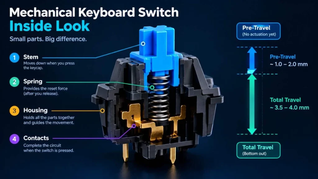 mechanical keyboard switch inside look 100kb